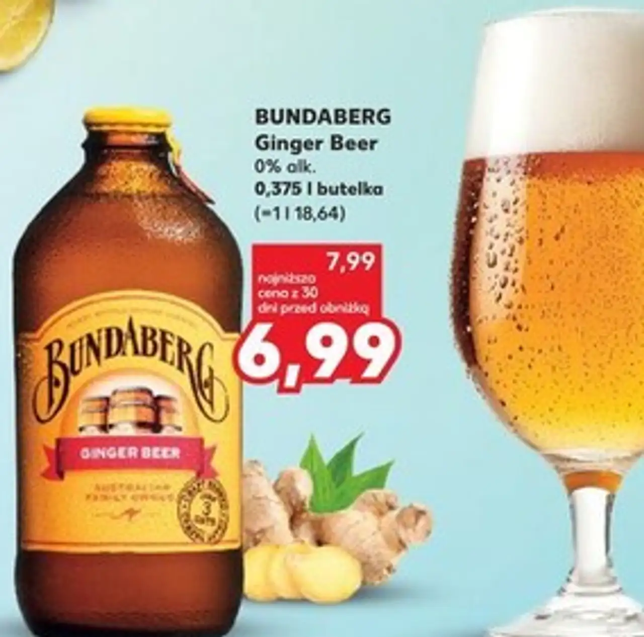 BUNDABERG Ginger Beer 0% alk. 0,375 l butelka