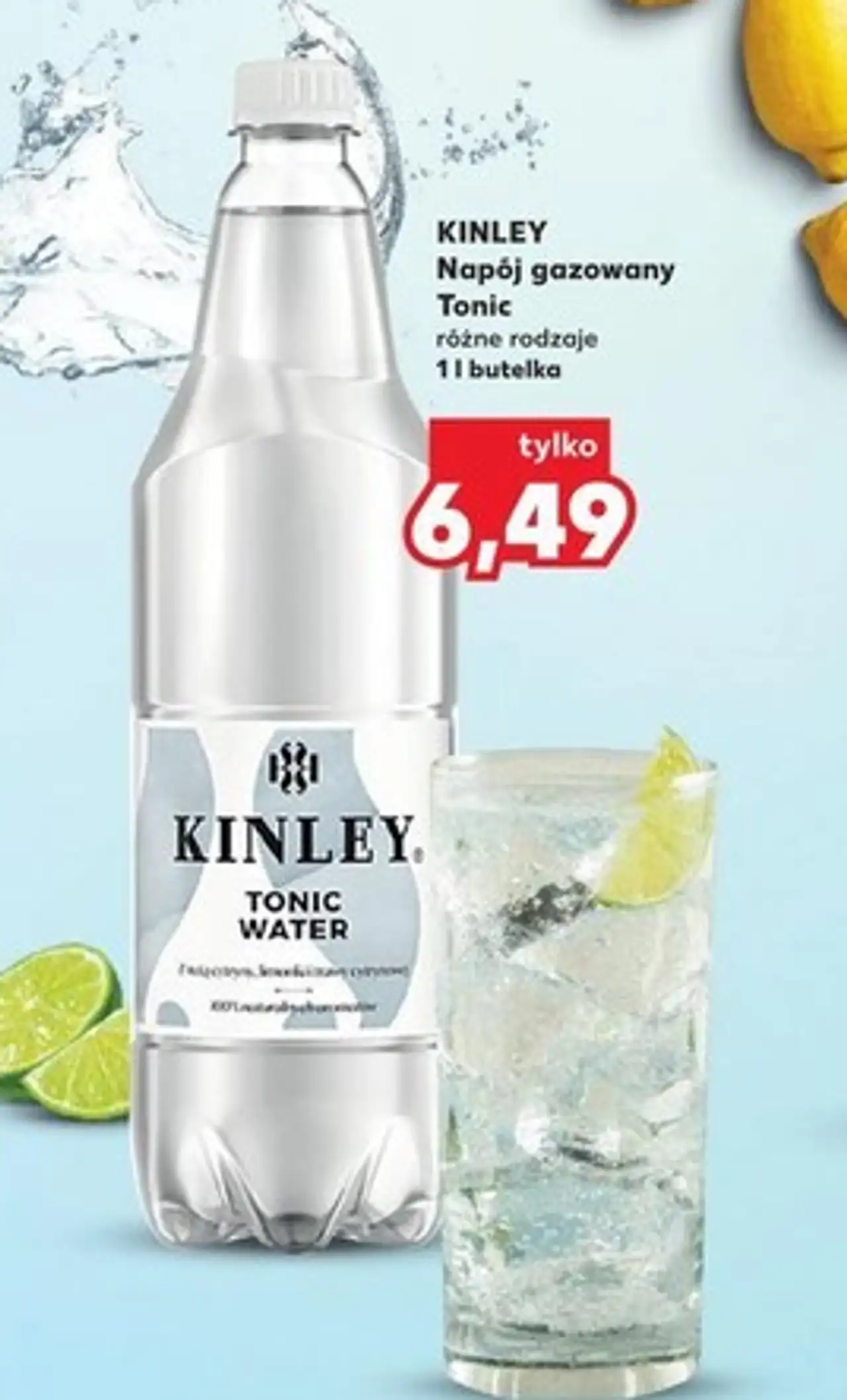KINLEY Napój gazowany Tonic różne rodzaje 1 l butelka