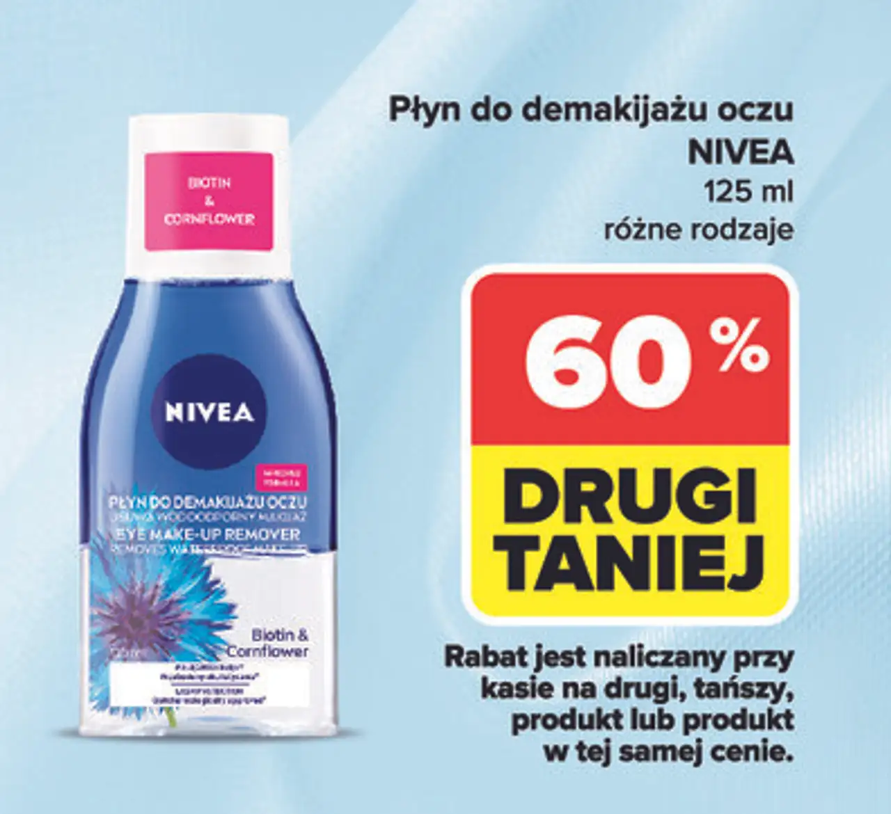 Płyn do demakijażu oczu dwufazowy usuwa wodoodporny makijaż biotyna i ekstrakt z bławatka Nivea