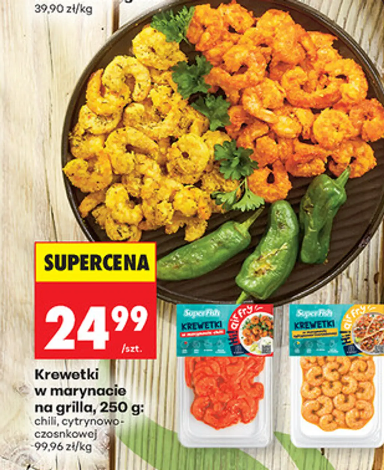 Krewetki w marynacie na grilla, 250 g: chili, cytrynowo-czosnkowej Super Fish