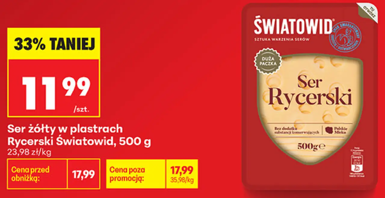 Ser żółty w plastrach Rycerski Światowid, 500 g