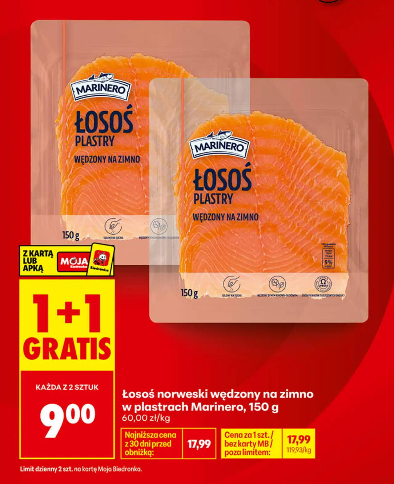 Łosoś norweski wędzony na zimno w plastrach Marinero, 150 g