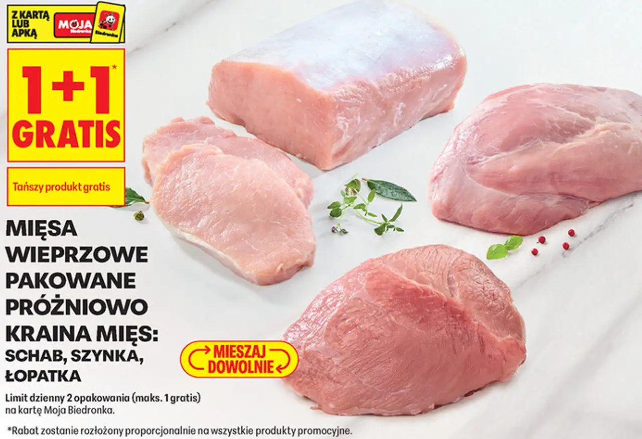 MIĘSA WIEPRZOWE PAKOWANE PRÓŻNIOWO KRAINA MIĘS: SCHAB, SZYNKA, ŁOPATKA