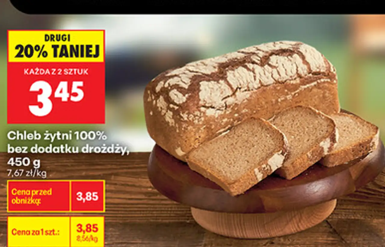Chleb żytni 100% bez dodatku drożdży, 450 g