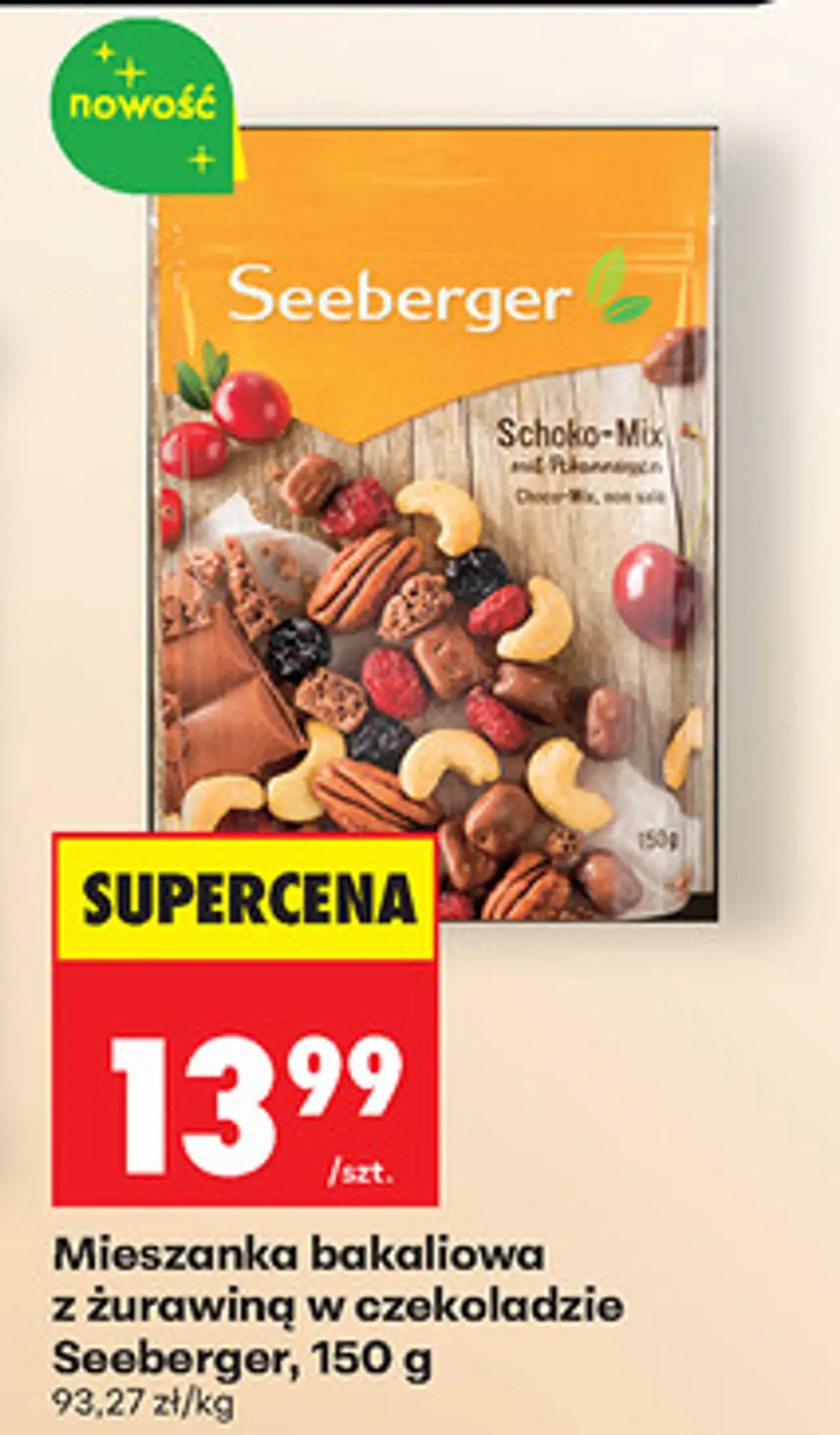 Mieszanka bakaliowa z żurawiną w czekoladzie Seeberger, 150 g