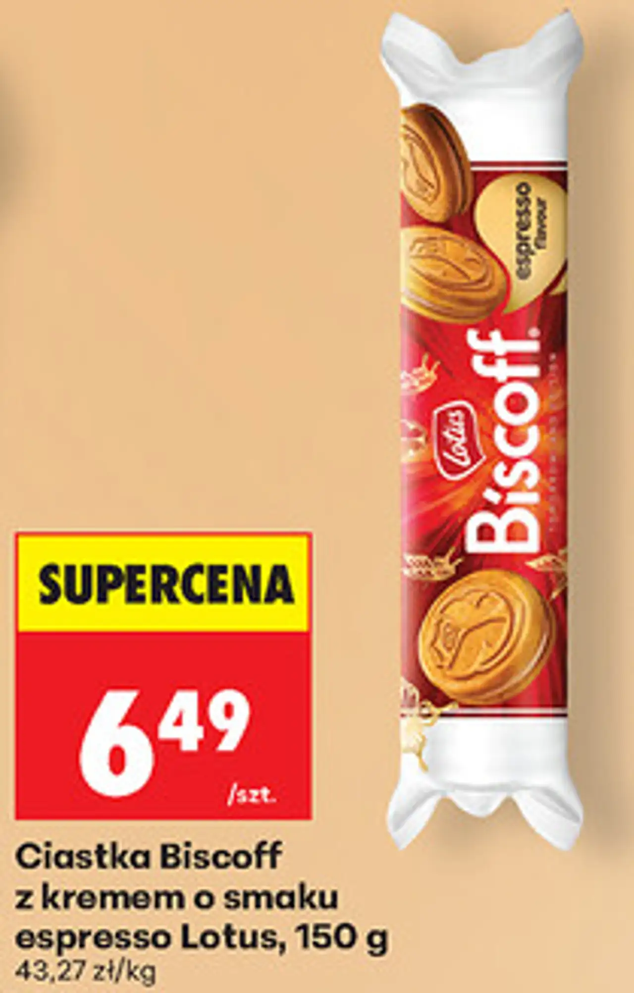 Ciastka Biscoff z kremem o smaku espresso Lotus, 150 g
