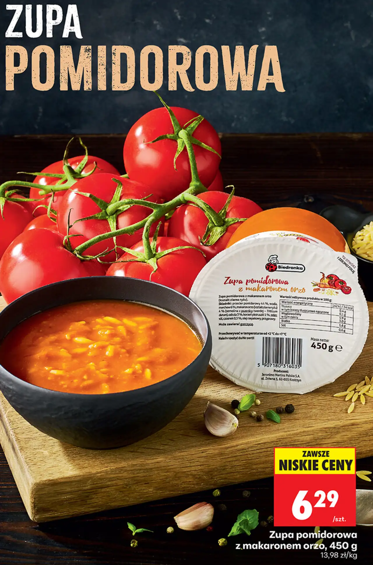 Zupa pomidorowa z makaronem orzo