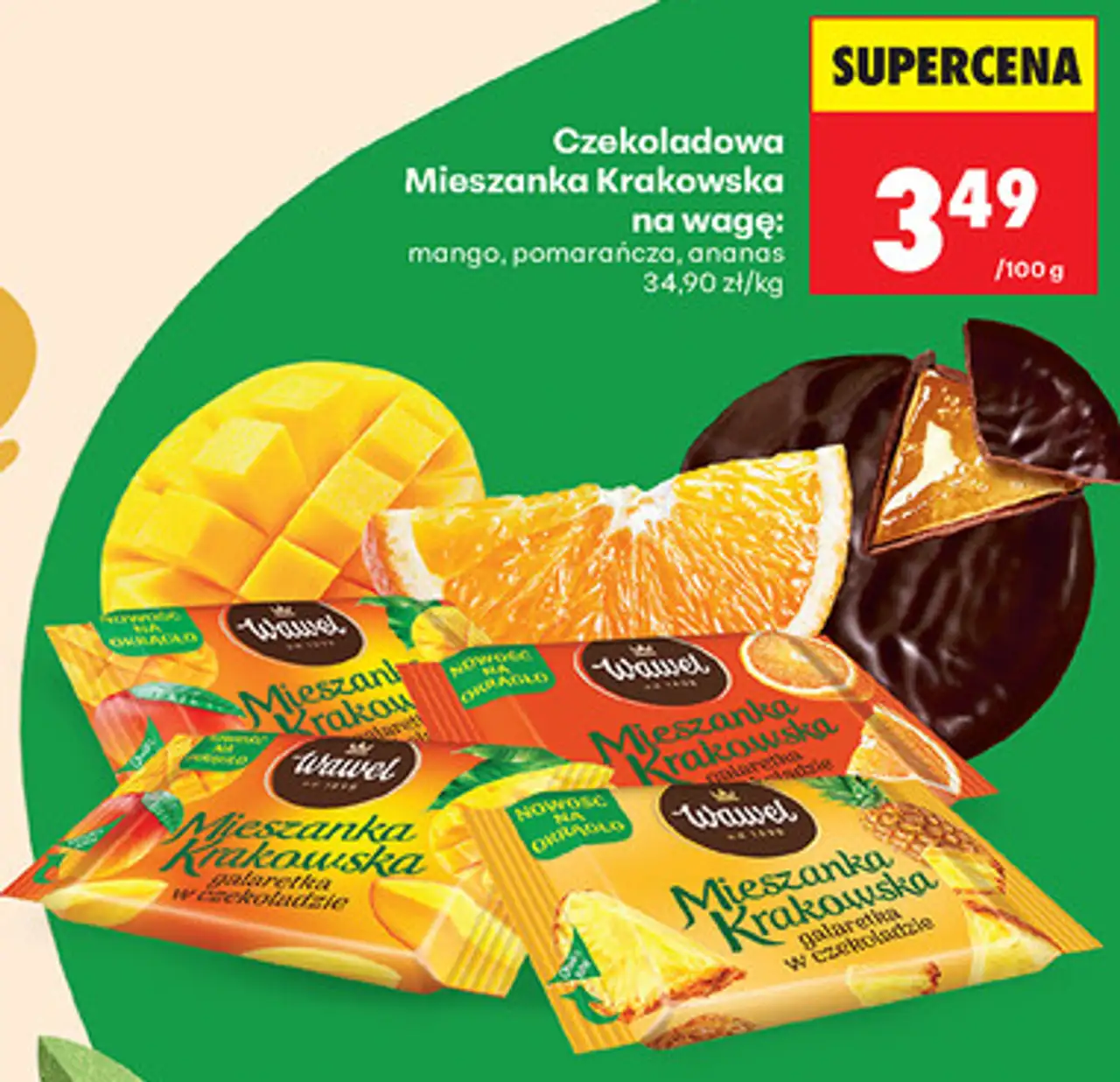 Czekoladowa Mieszanka Krakowska na wage: mango, pomarańcza, ananas