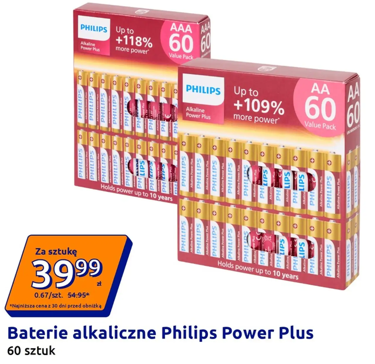 Baterie alkaliczne Philips Power Plus 60 sztuk