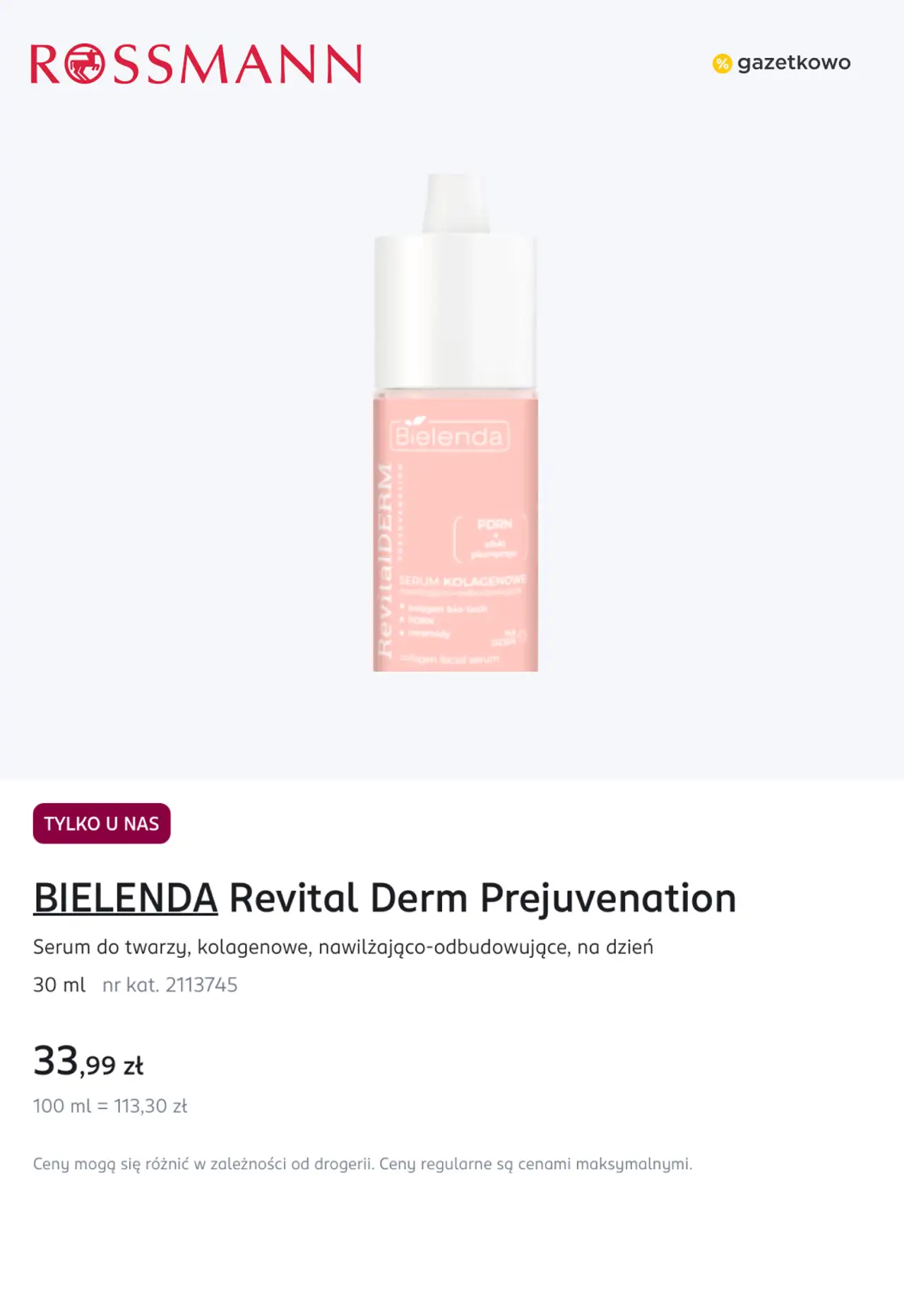 BIELENDA Revital Derm Prejuvenation Serum do twarzy, kolagenowe, nawilżająco-odbudowujące, na dzień