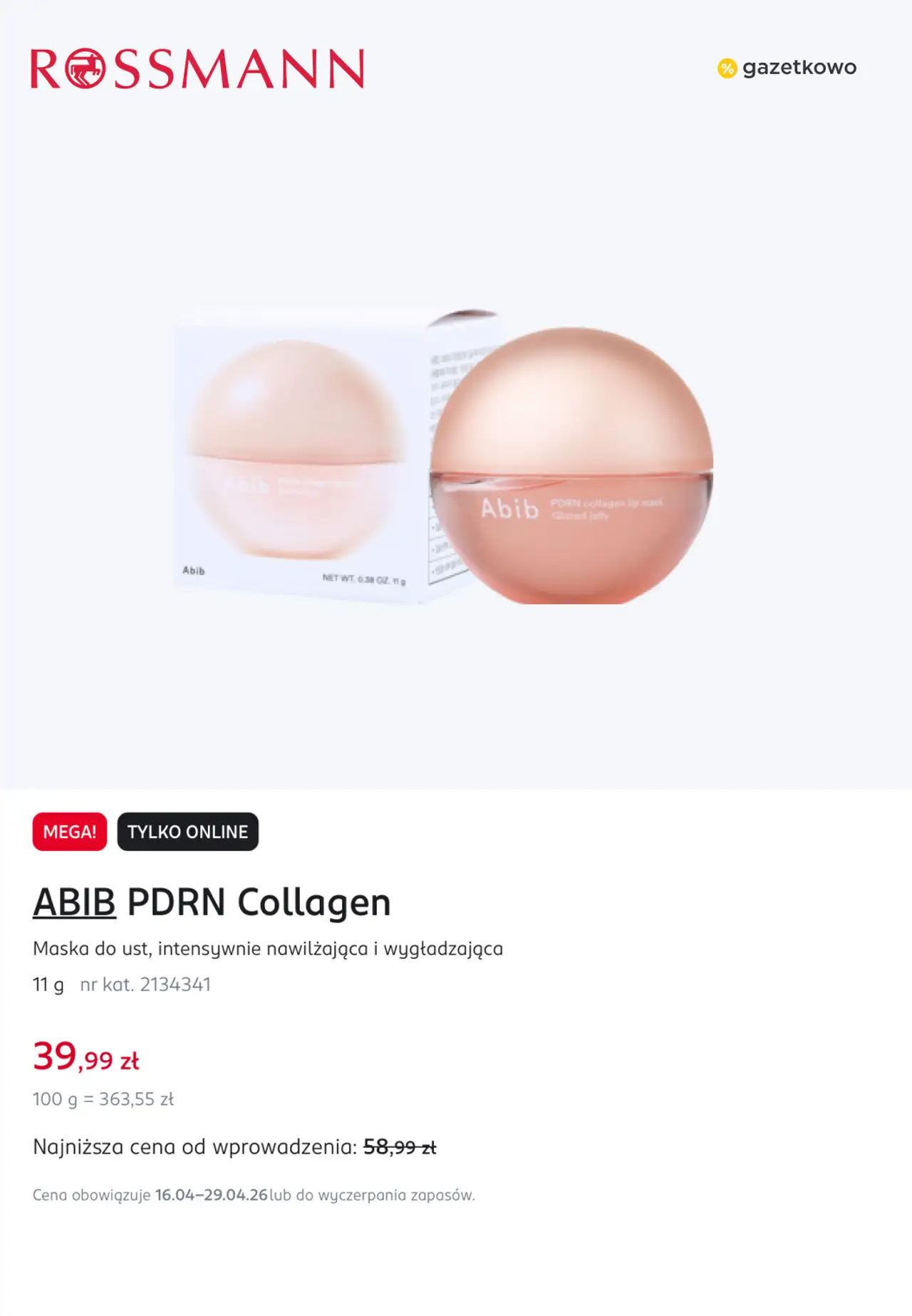 ABIB PDRN Collagen Maska do ust, intensywnie nawilżająca i wygładzająca