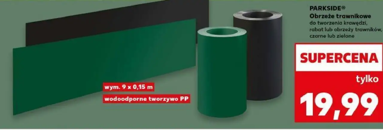 Obrzeże trawnikowe do tworzenia krawędzi, rabat lub obrzeży trawników, czarne lub zielone