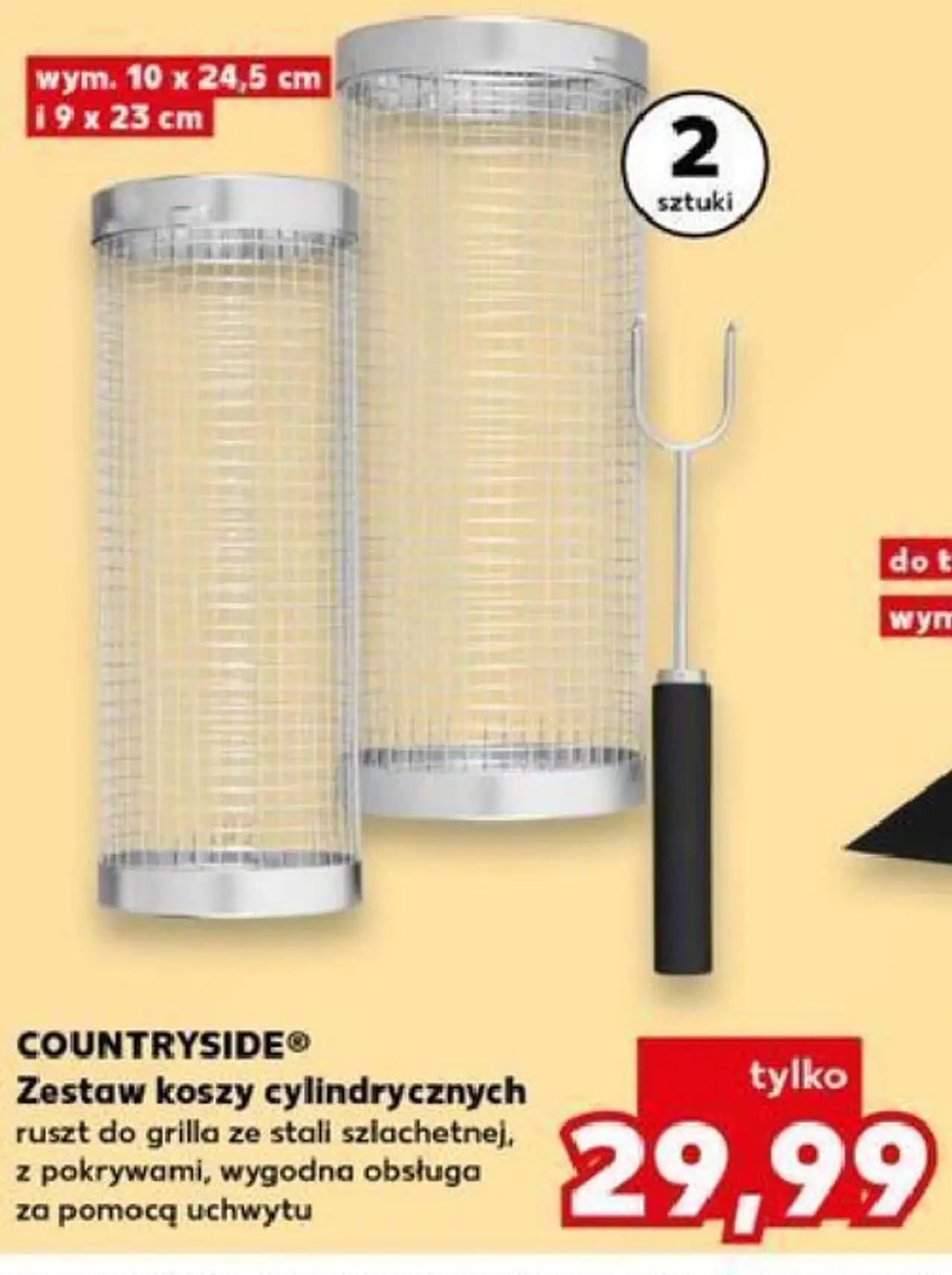 Zestaw koszy cylindrycznych ruszt do grilla ze stali szlachetnej