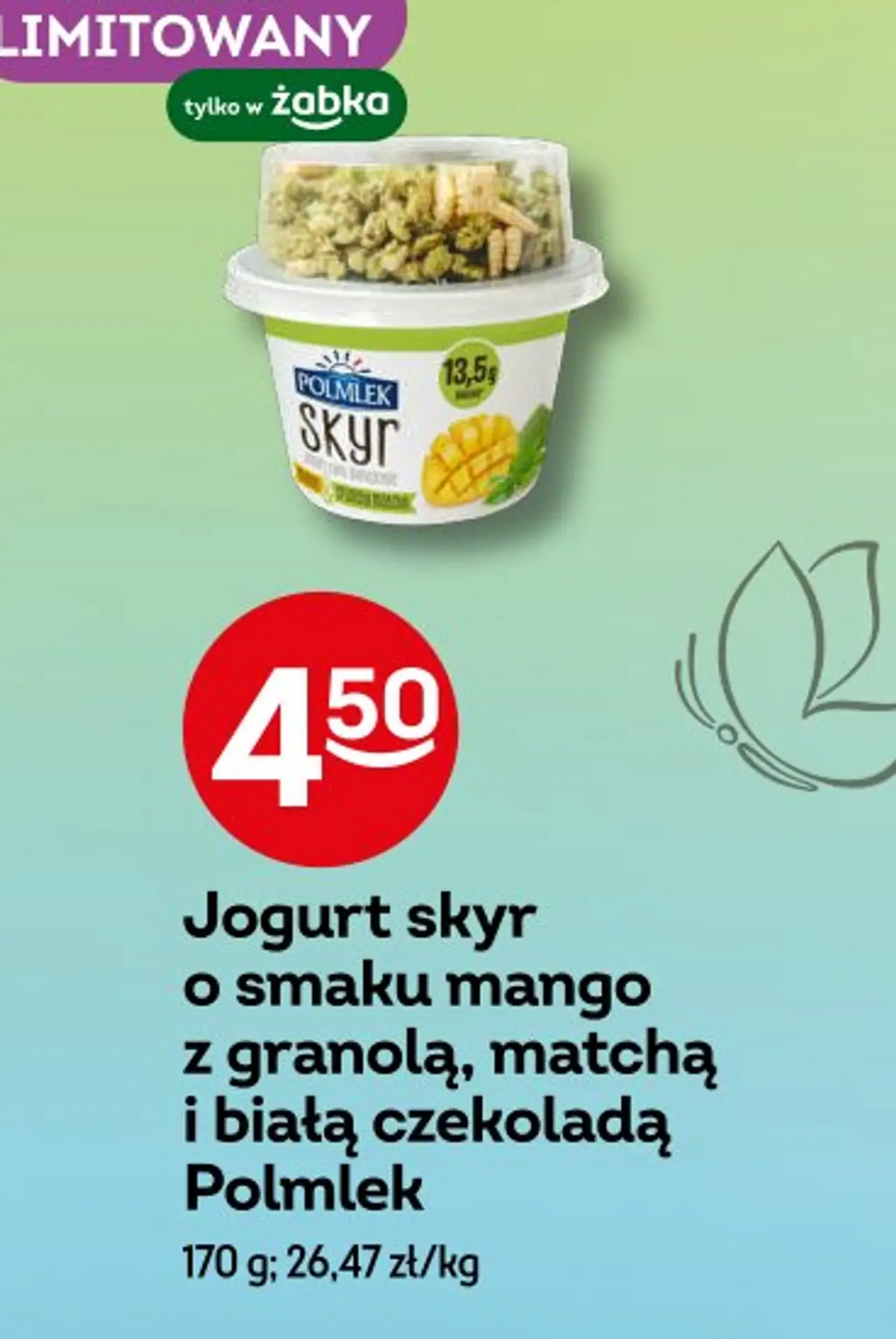 Jogurt skyr o smaku mango z granolą, matchą i białą czekoladą Polmlek
