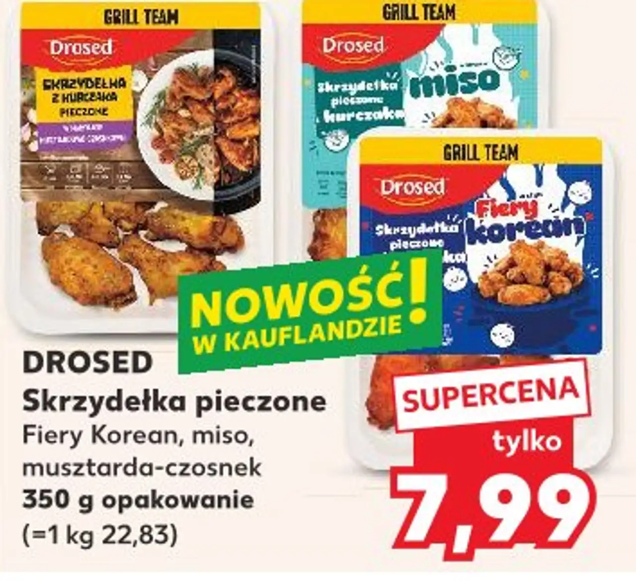Skrzydełka pieczone Fiery Korean, miso, musztarda-czosnek 350 g opakowanie