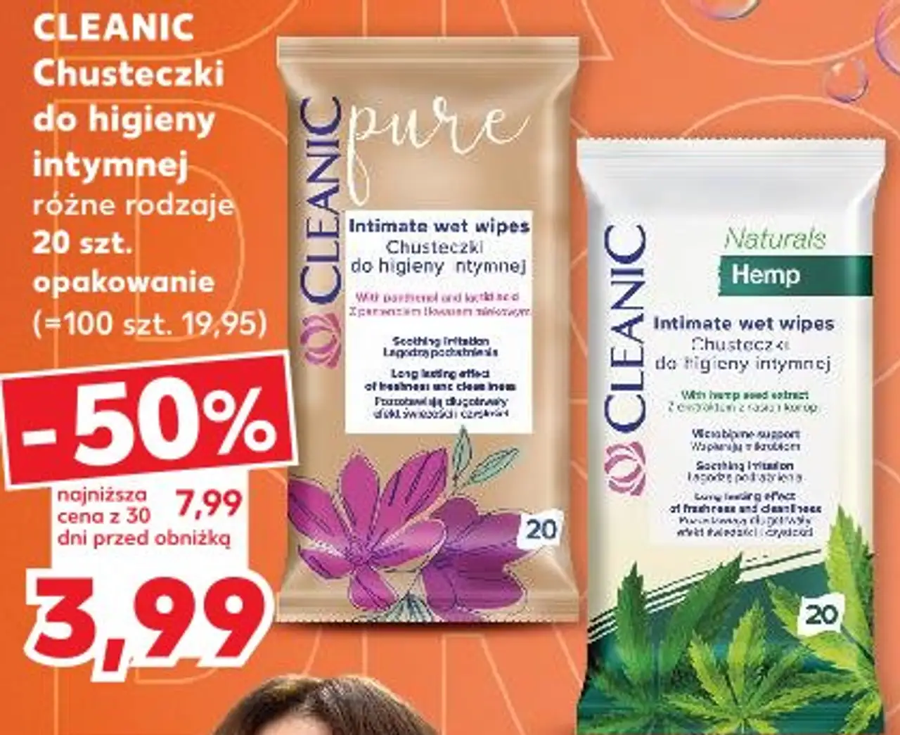 CLEANIC Chusteczki do higieny intymnej różne rodzaje 20 szt.
