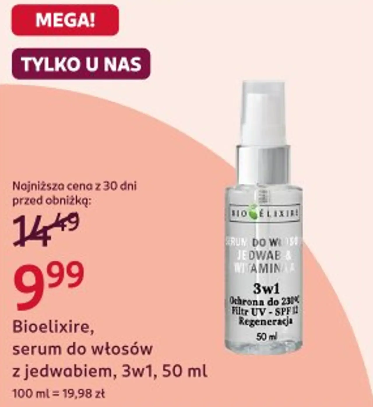 Bioelixire, serum do włosów z jedwabiem, 3w1, 50 ml
