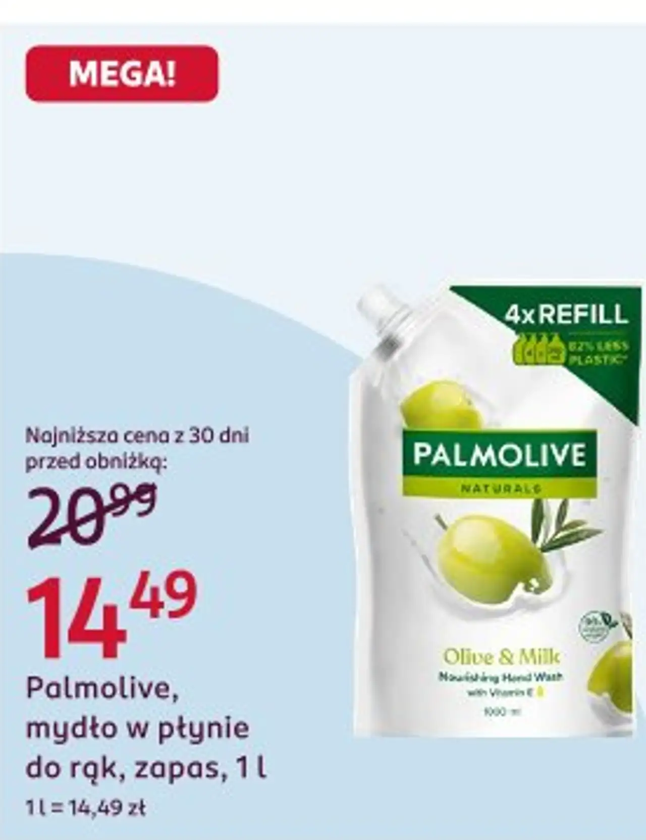 Palmolive, mydło w płynie do rąk, zapas, 1 l