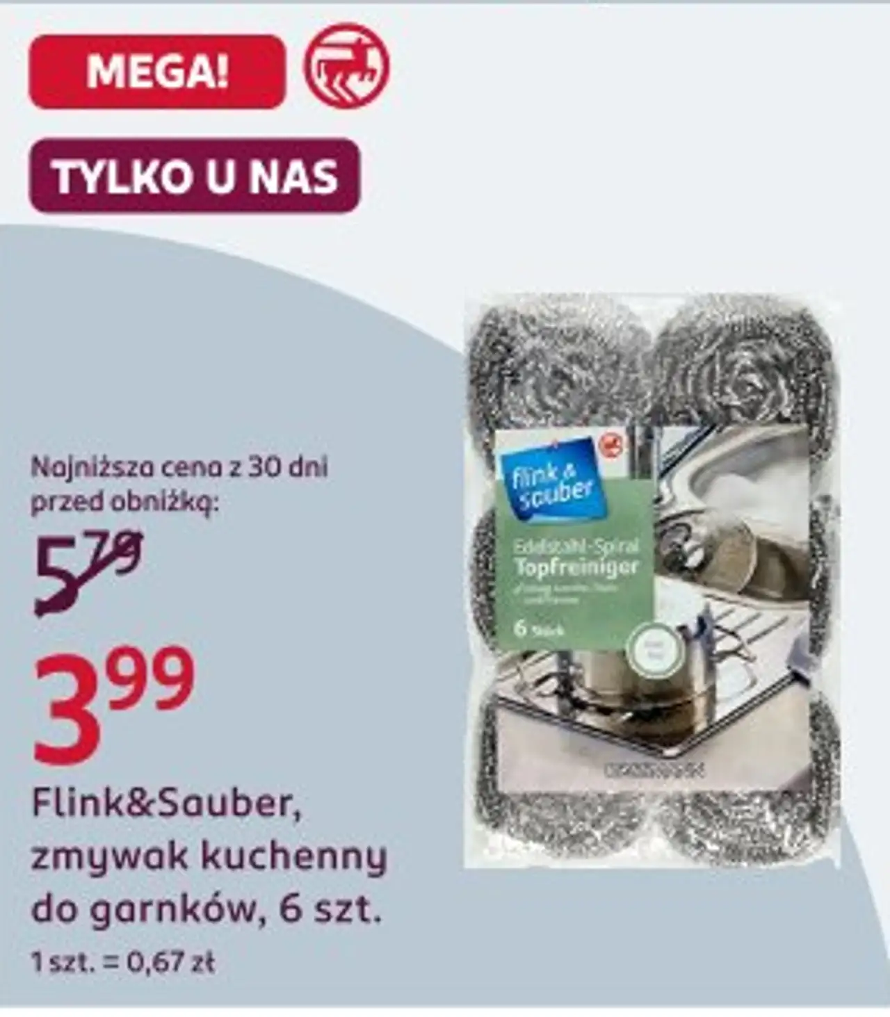 Flink&Sauber, zmywak kuchenny do garnków, 6 szt.