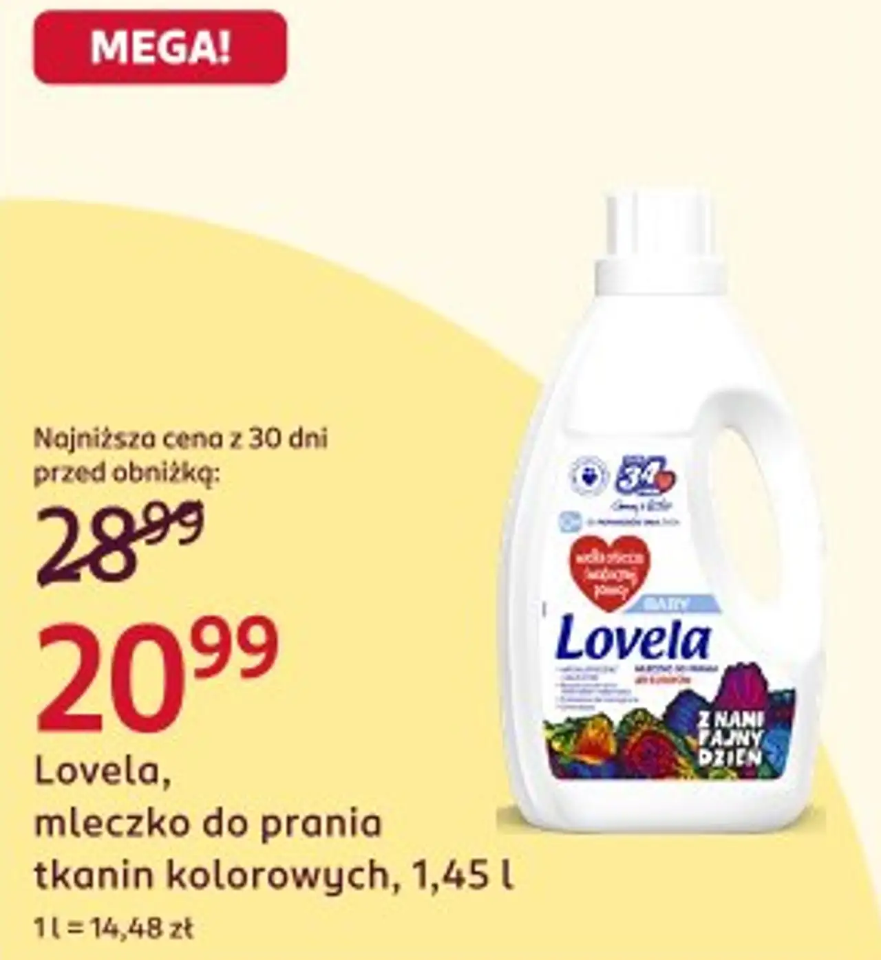 Lovela, mleczko do prania tkanin kolorowych, 1,45 l