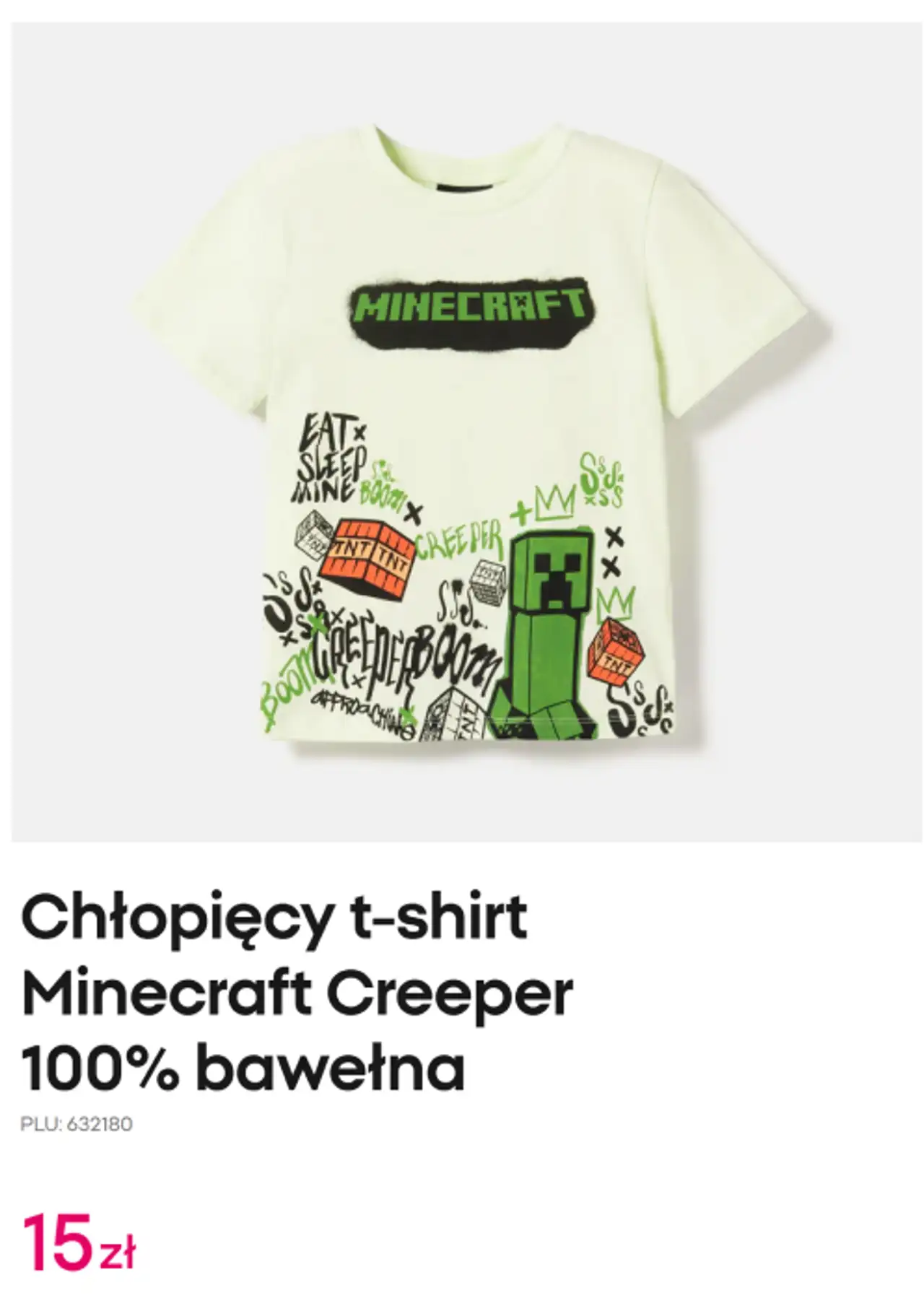 Chłopięcy t-shirt Minecraft Creeper 100% bawełna