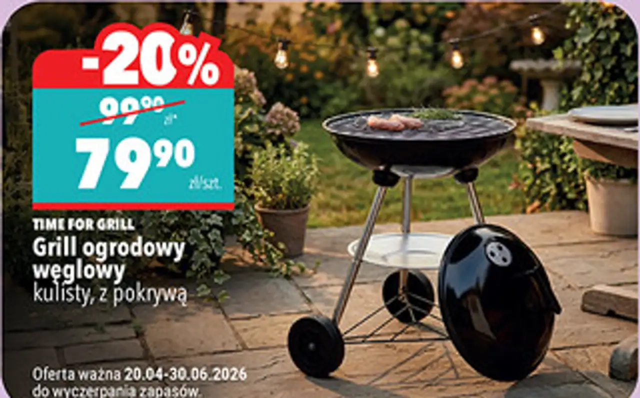 Grill ogrodowy węglowy kulisty, z pokrywą TIME FOR GRILL