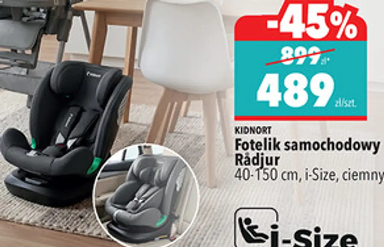 Fotelik samochodowy Rådjur 40-150 cm, i-Size, ciemny KIDNORT