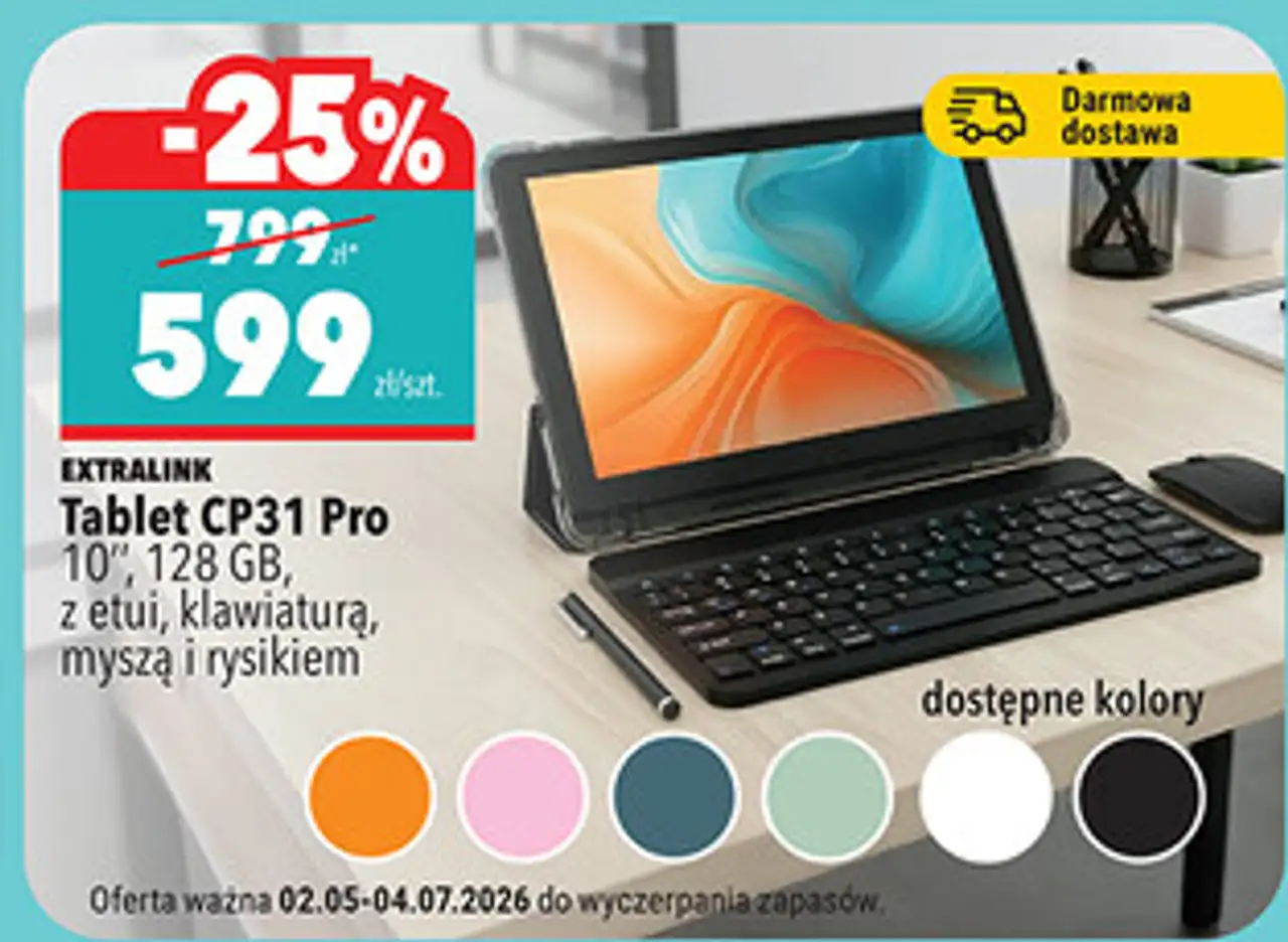 EXTRALINK Tablet CP31 Pro 10", 128 GB, z etui, klawiaturą, myszą i rysikiem