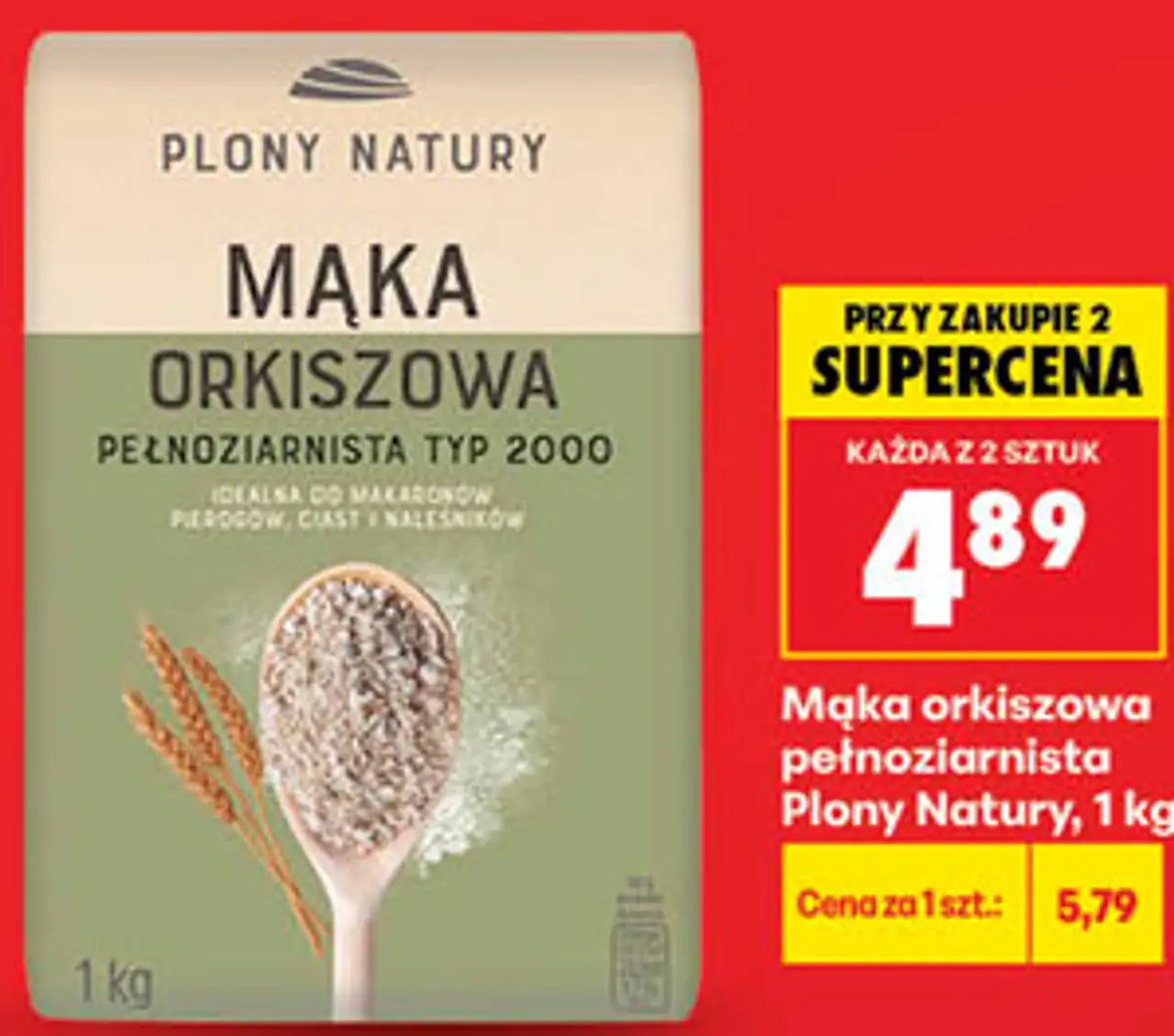 Mąka orkiszowa pełnoziarnista Plony Natury