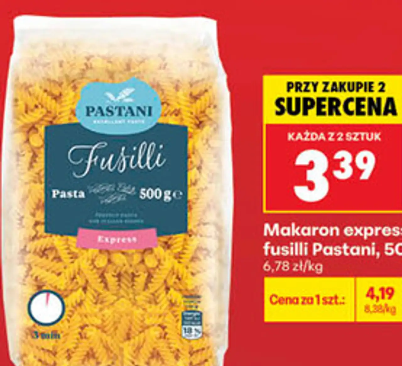 Makaron express fusilli Pastani, 500 g