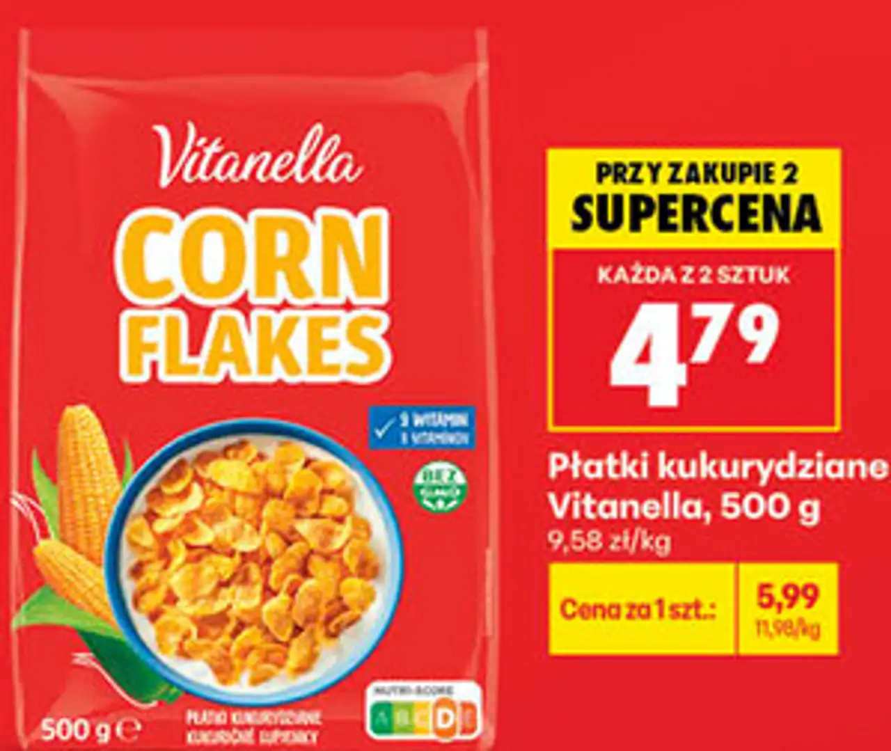 Płatki kukurydziane Vitanella, 500 g