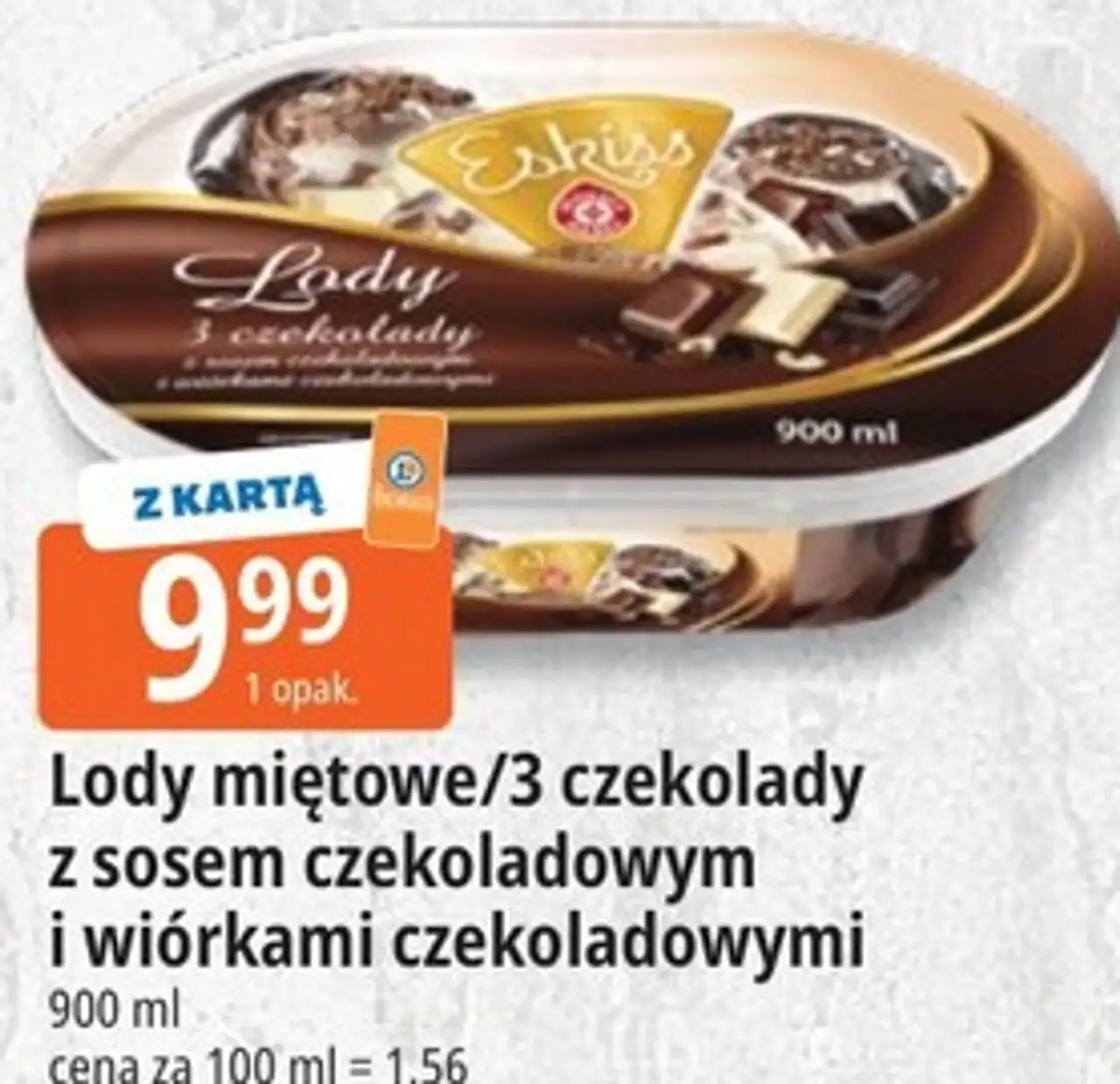 Lody miętowe/3 czekolady z sosem czekoladowym i wiórkami czekoladowymi