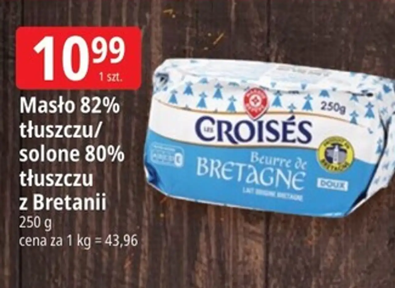 Masło 82% tłuszczu/solone 80% tłuszczu z Bretanii Croises 250 g