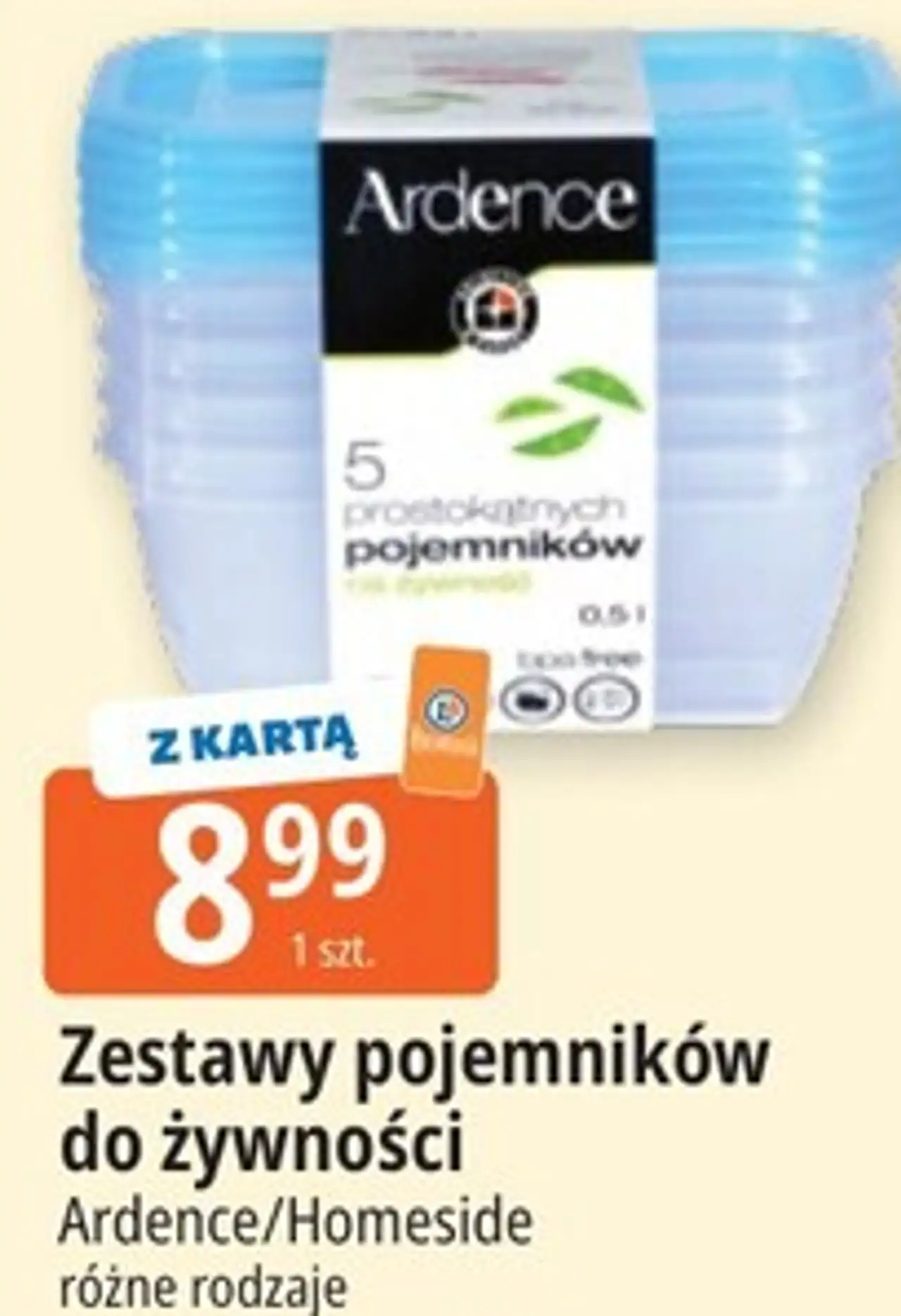 Zestawy pojemników do żywności Ardence/Homeside różne rodzaje