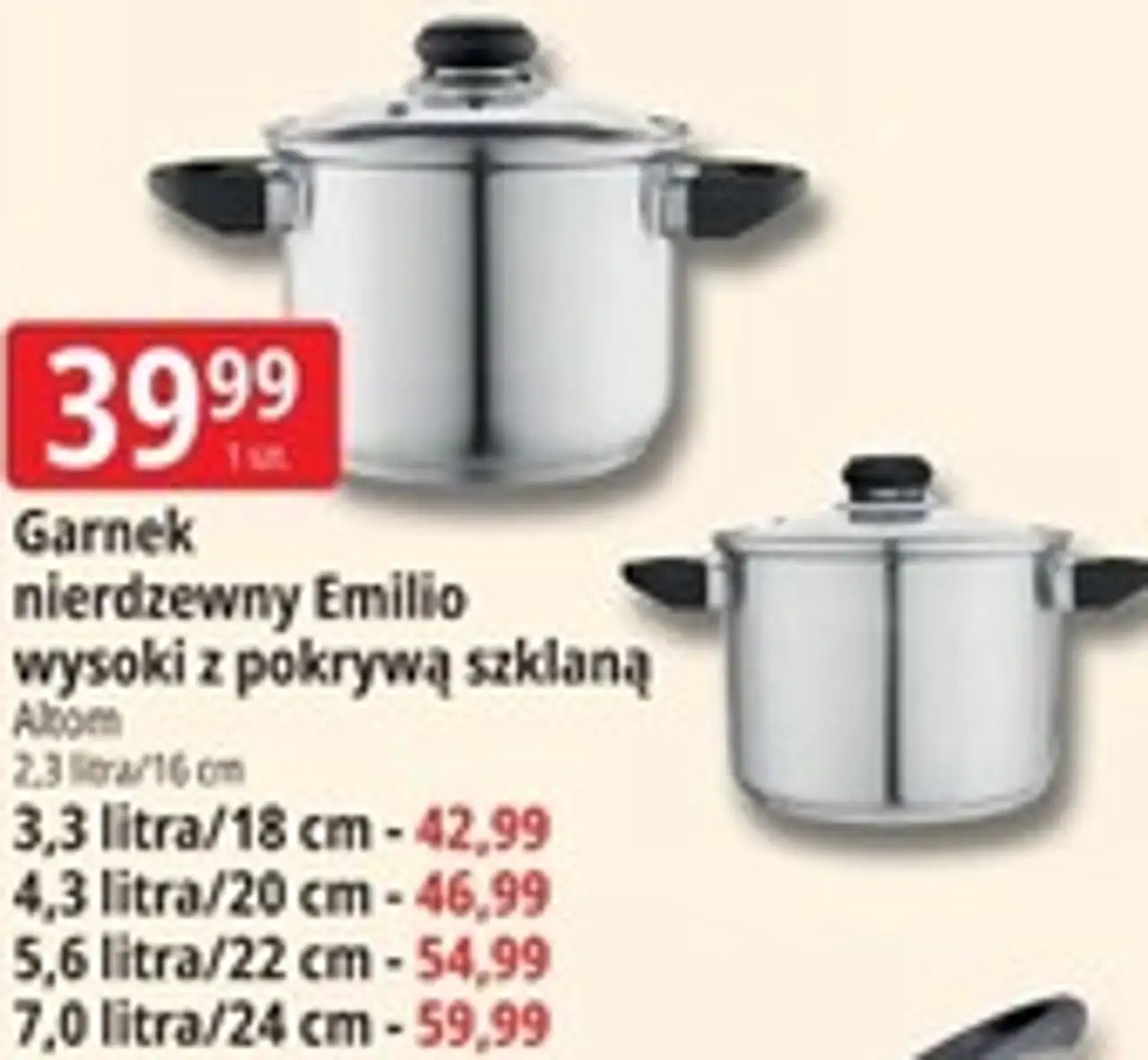 Garnek nierdzewny Emilio wysoki z pokrywą szklaną Altom