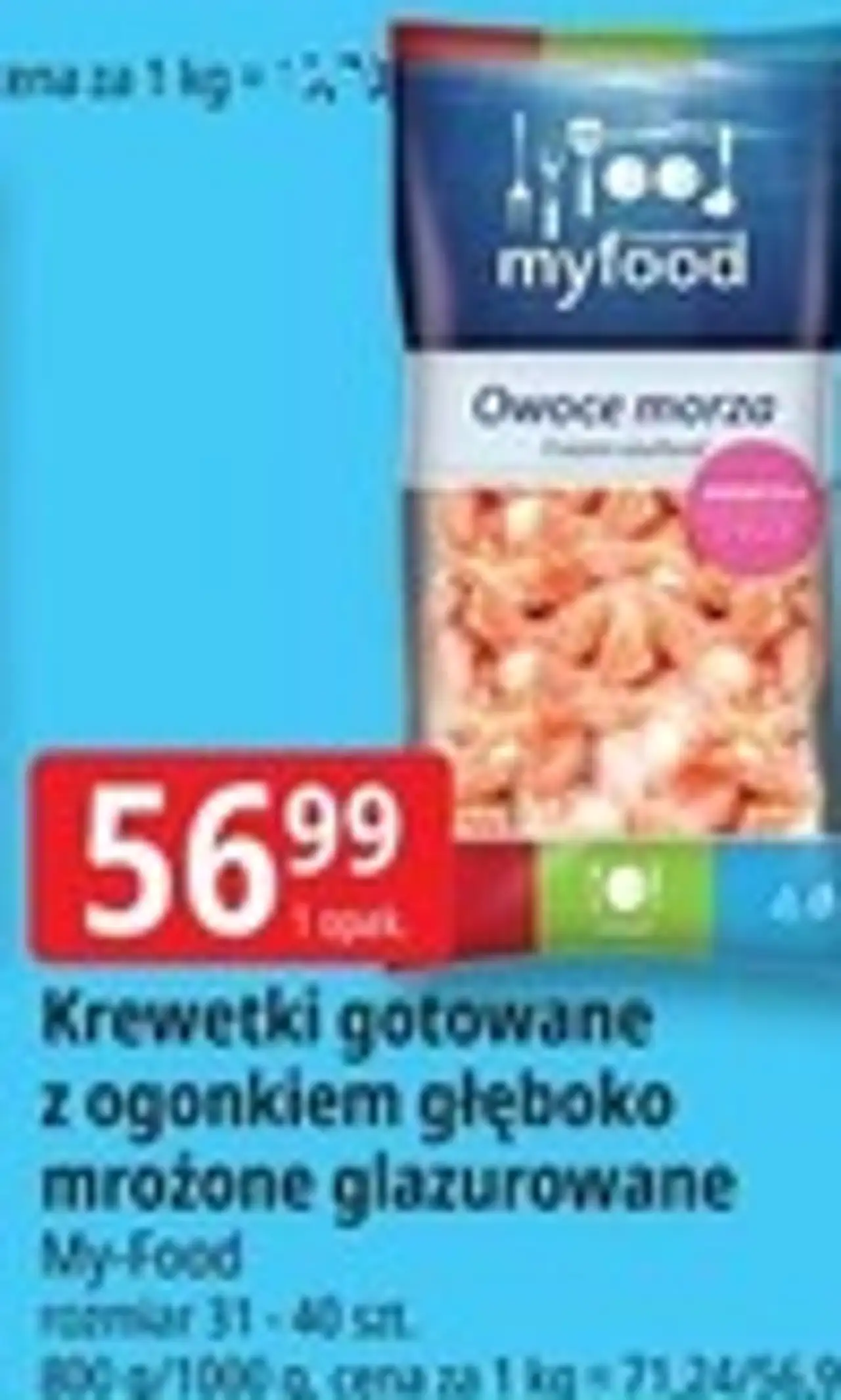 Krewetki gotowane z ogonkiem głęboko mrożone glazurowane My-Food