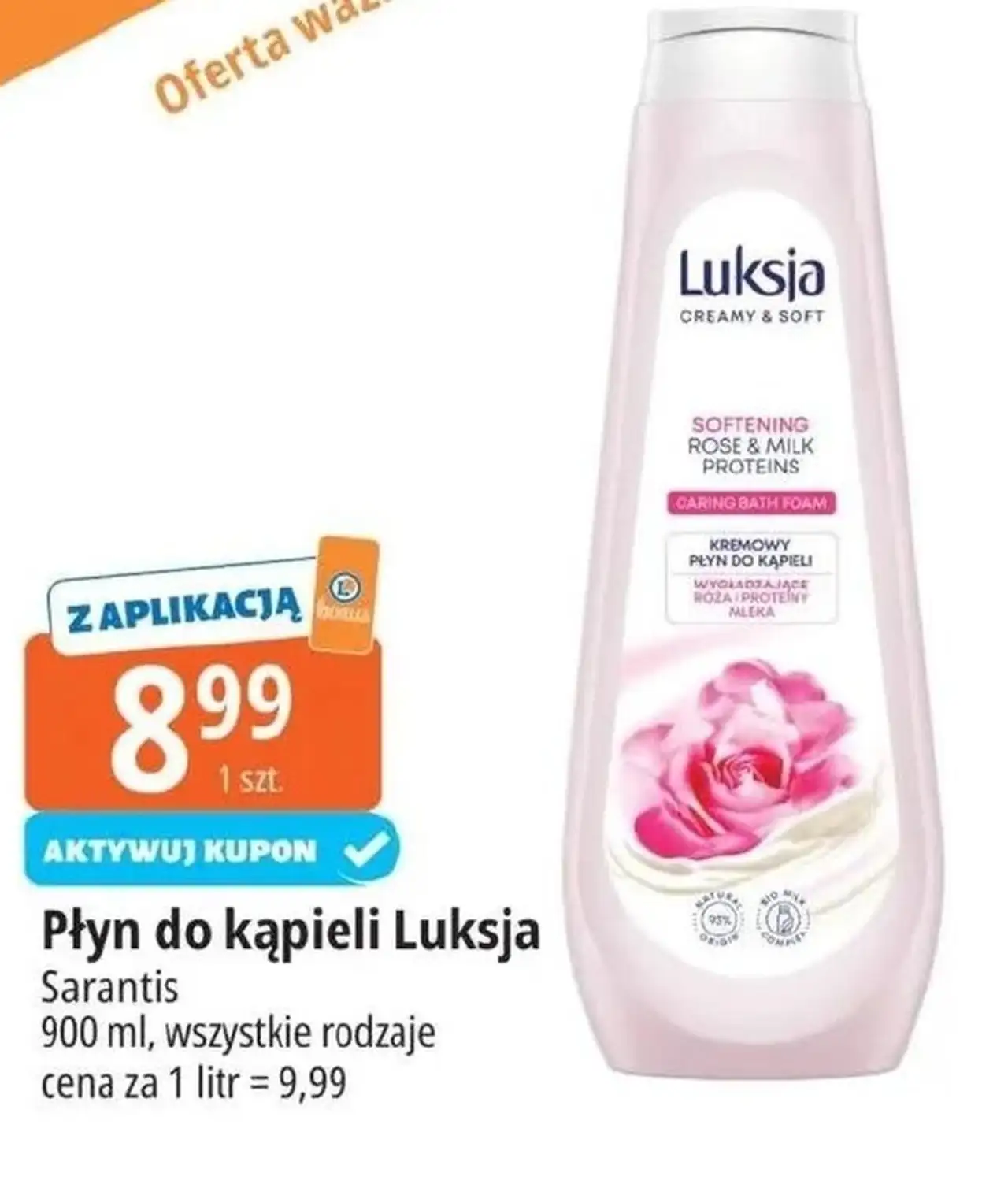 Płyn do kąpieli rose & milk proteins Luksja Creamy Soft