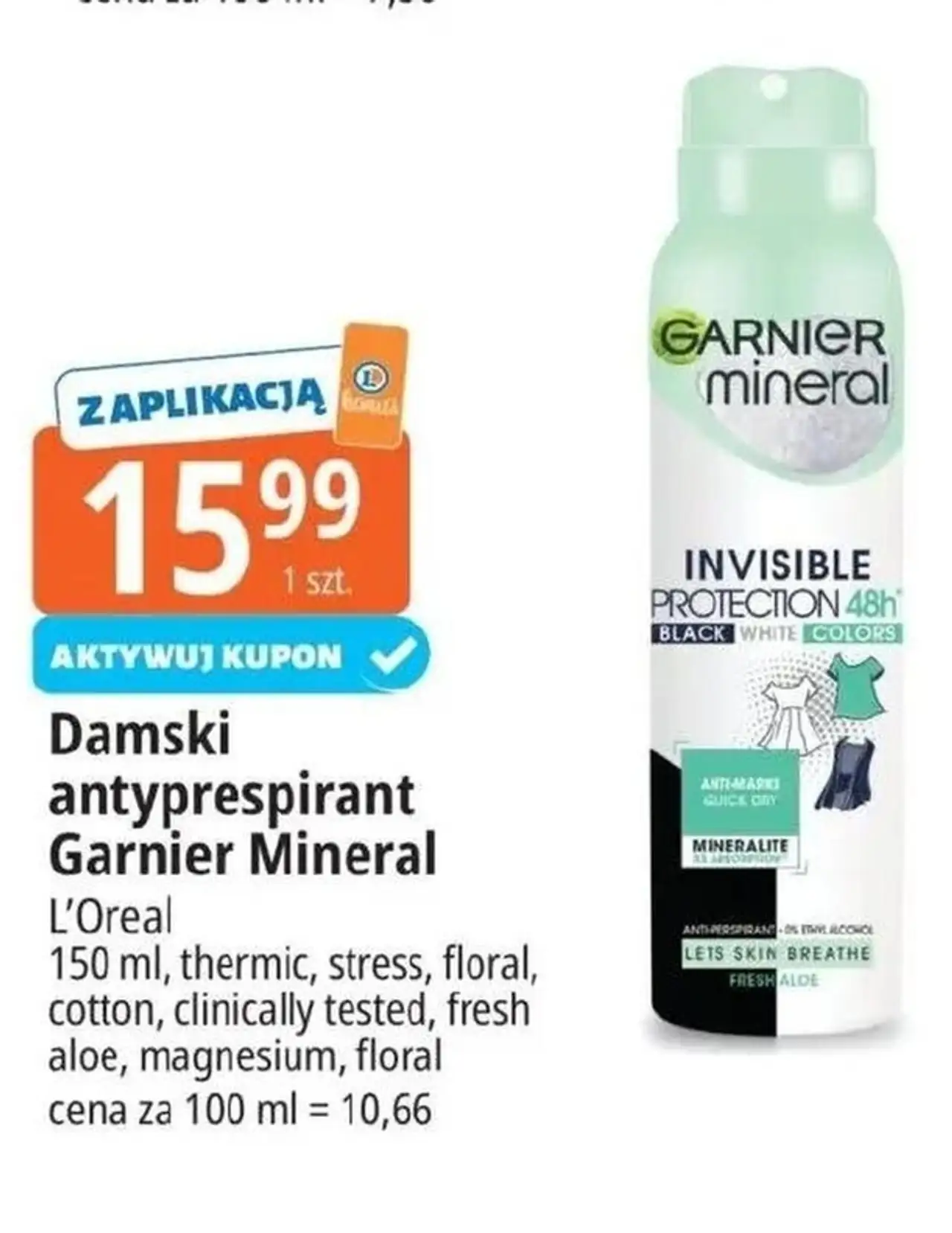 Dezodorant floral touch Garnier Mineral Invisible Protection
