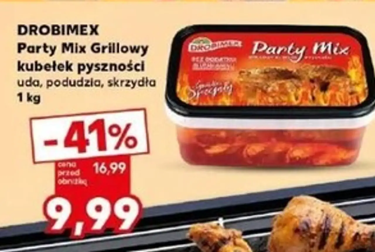 DROBIMEX Party Mix Grillowy kubełek pyszności uda, podudzia, skrzydła 1 kg