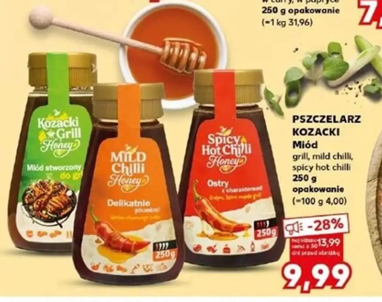 Miód grill, mild chilli, spicy hot chilli 250 g opakowanie