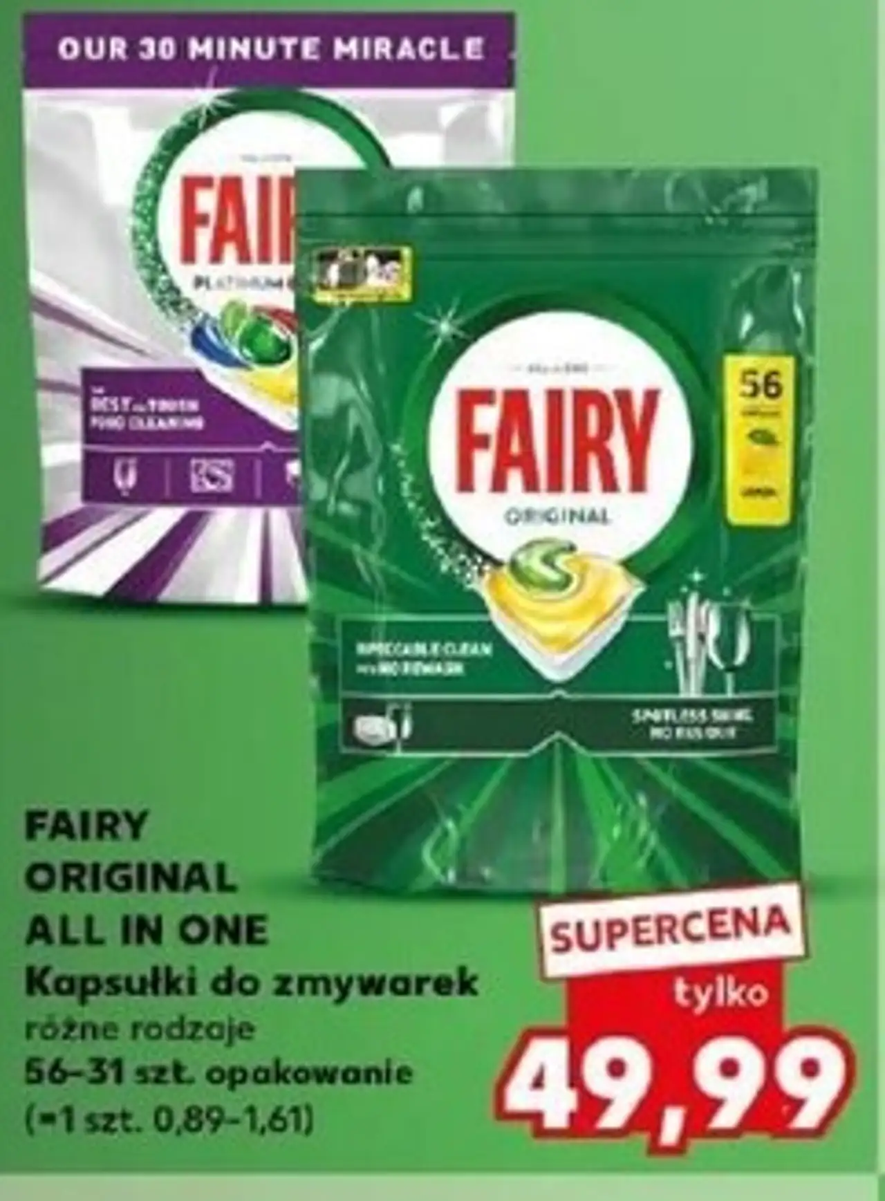 FAIRY ORIGINAL ALL IN ONE Kapsułki do zmywarek różne rodzaje 56-31 szt. opakowanie