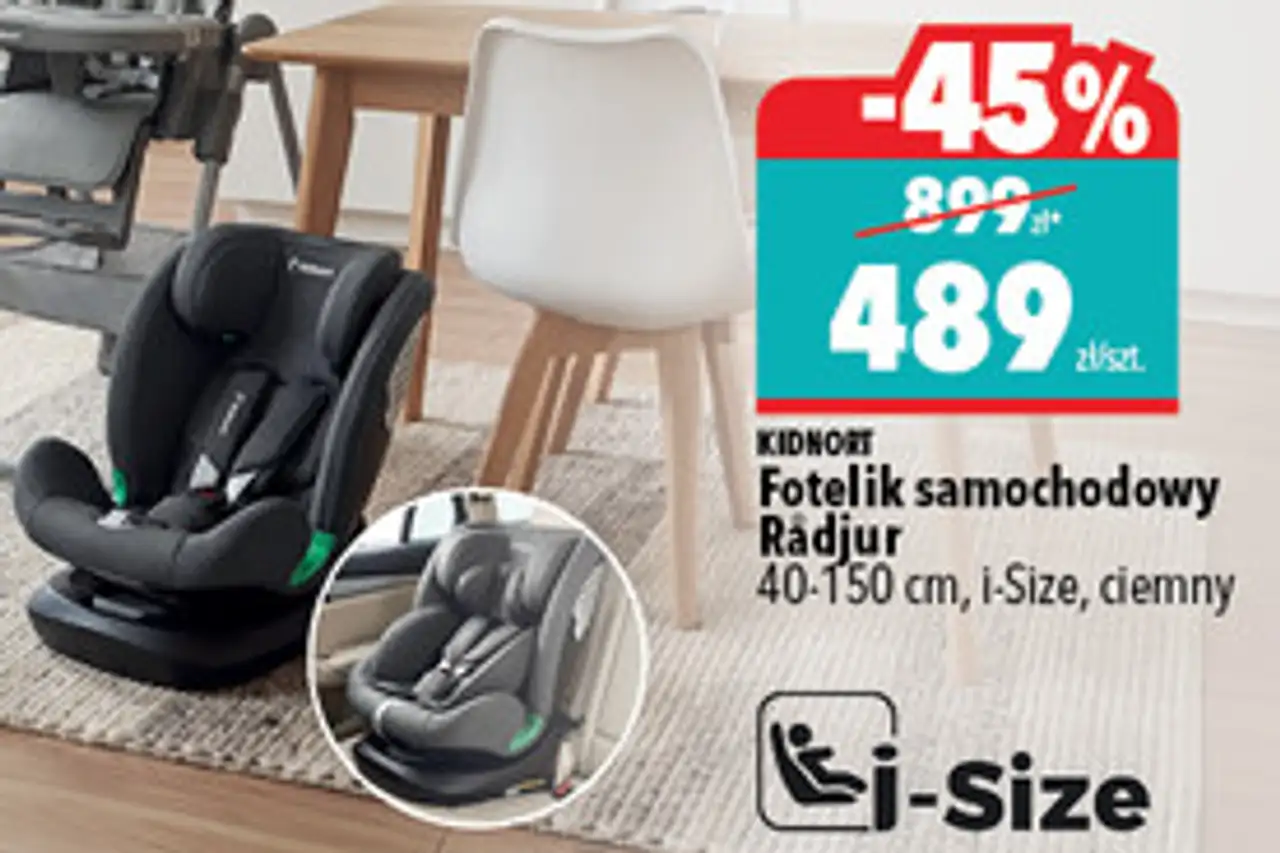 Fotelik samochodowy Radjur 40-150 cm, i-Size, ciemny KIDNORT