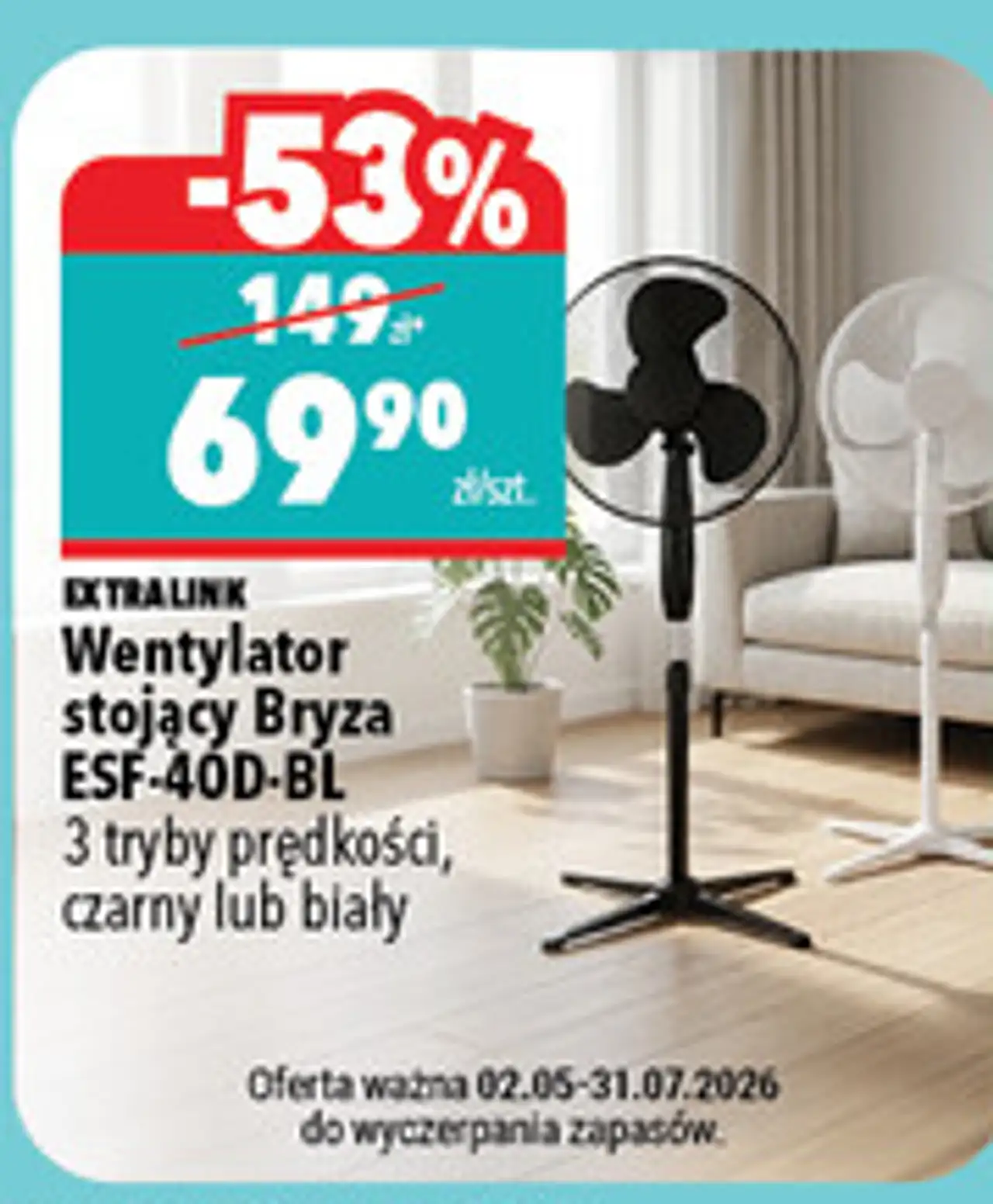 EXTRALINK Wentylator stojący Bryza ESF-40D-BL