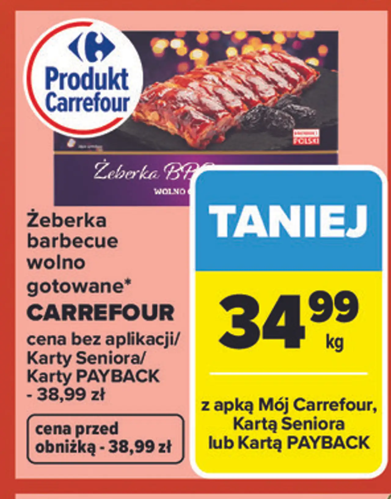 Żeberka barbecue wolno gotowane* CARREFOUR