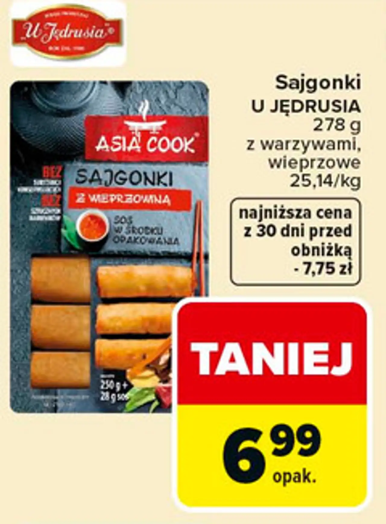 Sajgonki U JĘDRUSIA z warzywami, wieprzowe 278 g