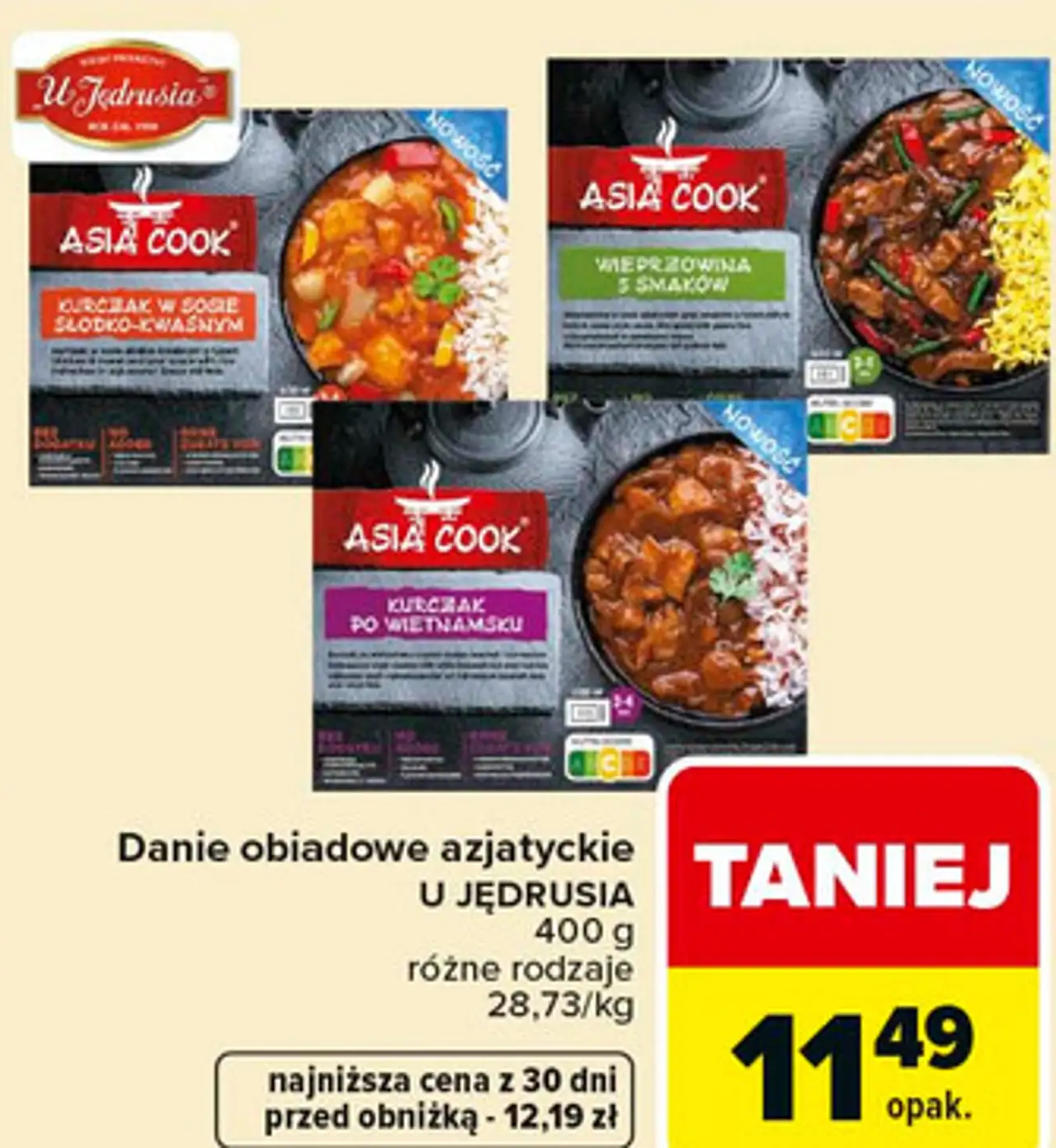 Danie obiadowe azjatyckie U JĘDRUSIA 400 g różne rodzaje
