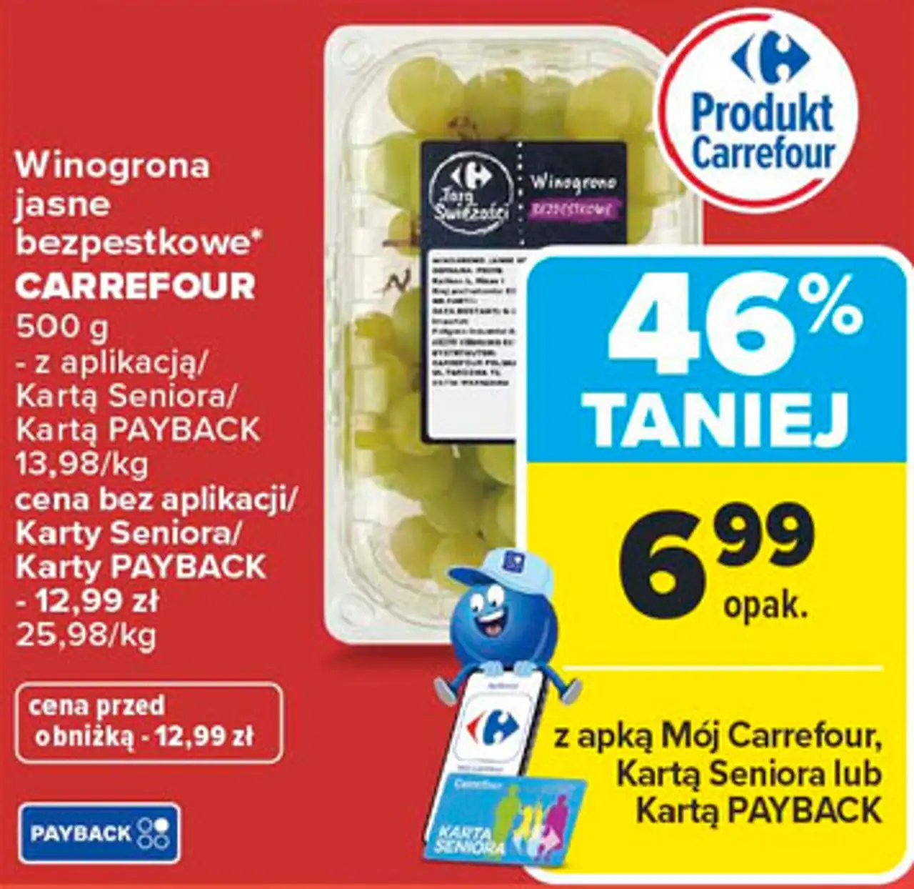 Winogrona jasne bezpestkowe* CARREFOUR