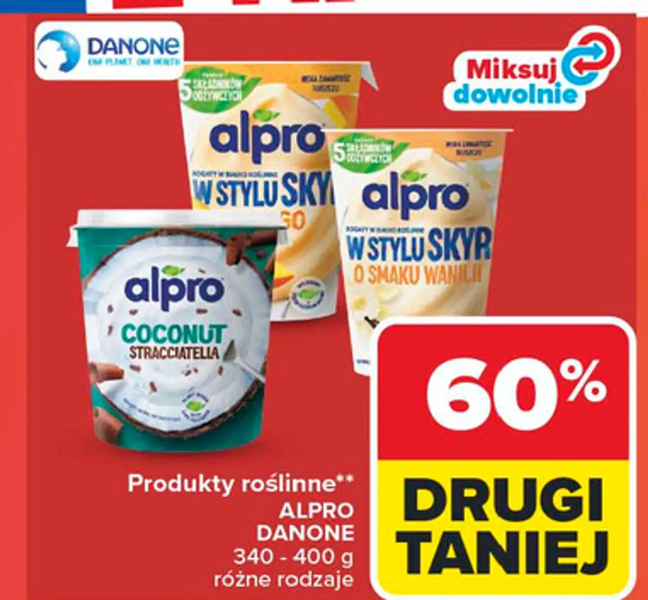 Produkty roślinne** ALPRO DANONE 340 - 400 g różne rodzaje