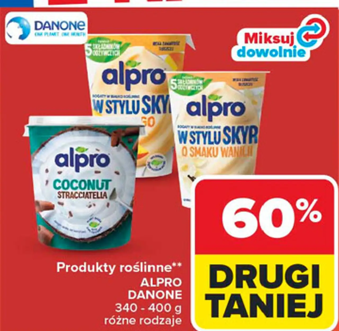 Produkty roślinne ALPRO DANONE 340 - 400 g różne rodzaje