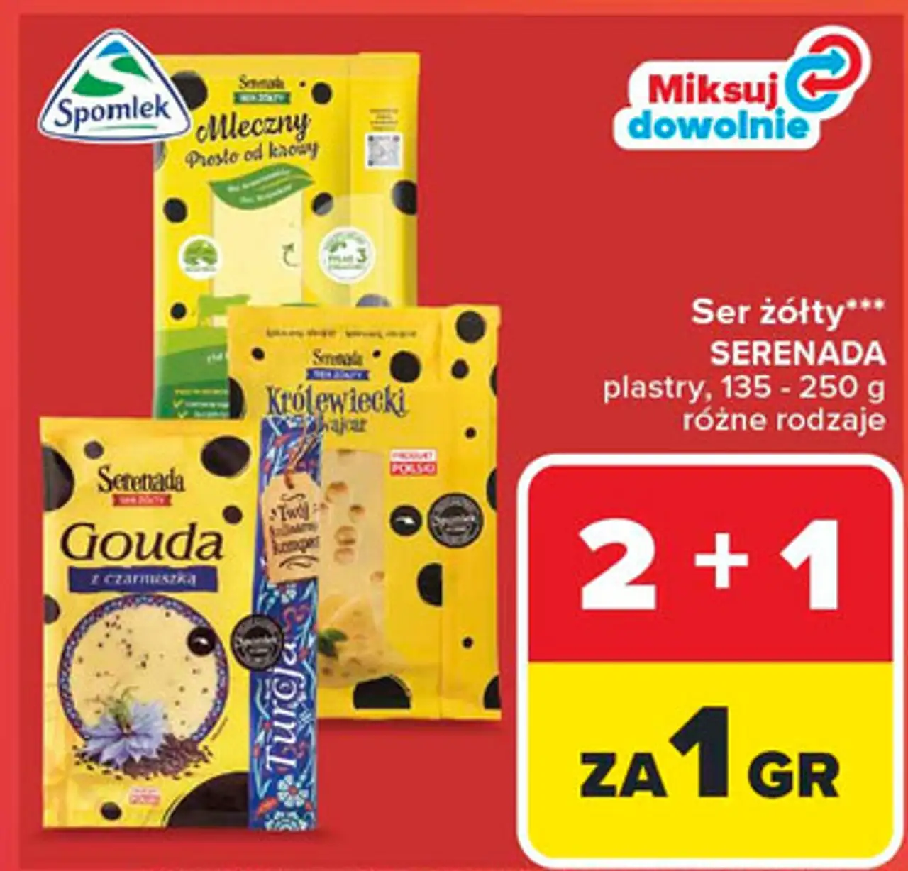 Ser żółty*** SERENADA plastry, 135 - 250 g różne rodzaje